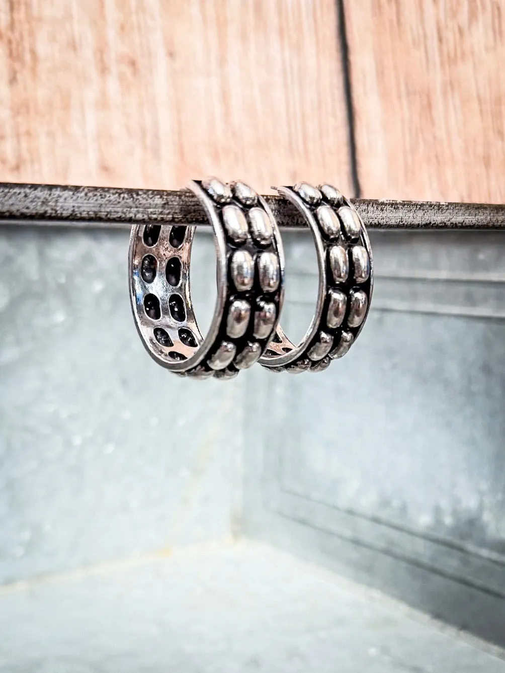 Abilene Metal Bubble Stud Hoop Earrings