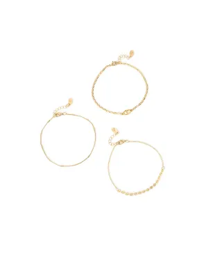 Accessorize London Women's Set Of 3 Heart Layered Chain Anklets