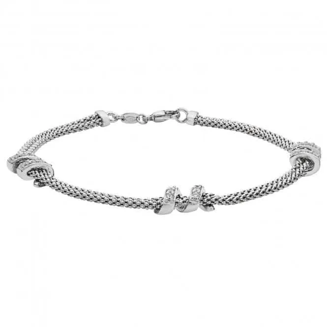 Acotis Silver Bracelet Rhodium Plated Mesh Zirconia Set G3252B