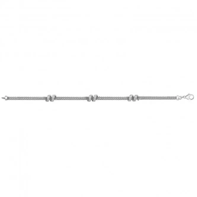 Acotis Silver Bracelet Rhodium Plated Mesh Zirconia Set G3252B
