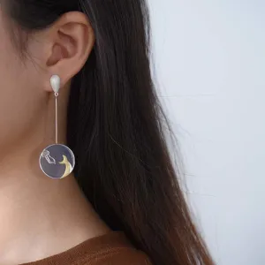 Agate Whale Long Drop Earrings