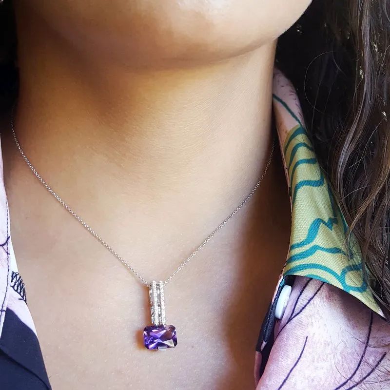 Amethyst Linear Radiant Pendant
