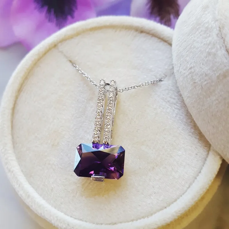 Amethyst Linear Radiant Pendant