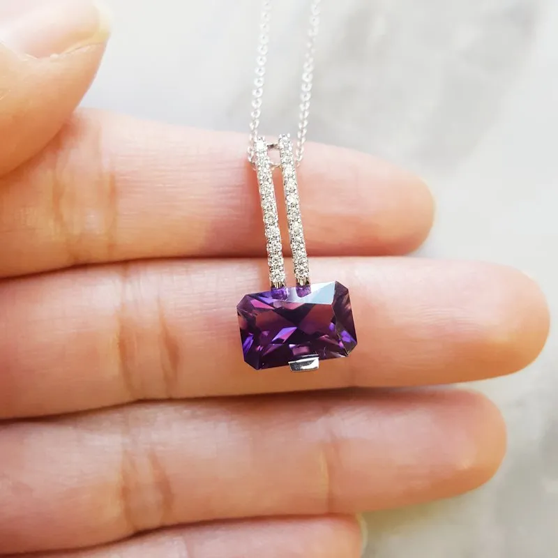 Amethyst Linear Radiant Pendant