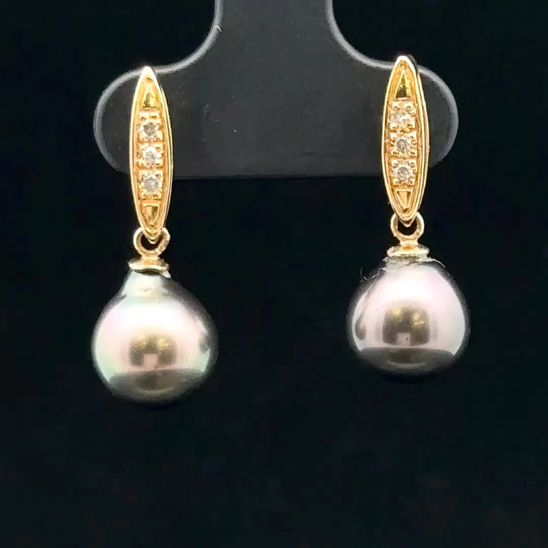 Angie 14K Yellow Gold Drop Earrings with Tahitian Pearls
