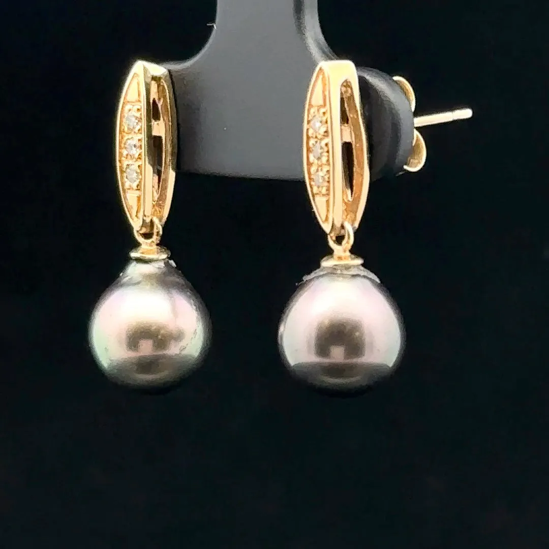 Angie 14K Yellow Gold Drop Earrings with Tahitian Pearls