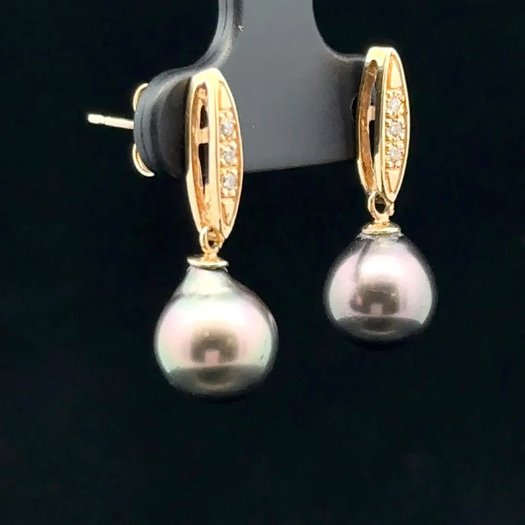 Angie 14K Yellow Gold Drop Earrings with Tahitian Pearls