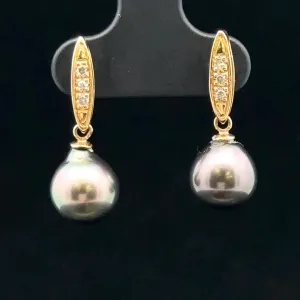 Angie 14K Yellow Gold Drop Earrings with Tahitian Pearls