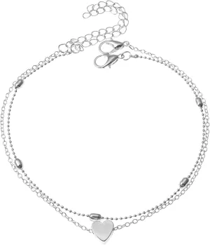Ankle Bracelets for Women,Summer Beach Layering Silver Ankle Bracelets for Women Non Tarnish Waterproof Anklet Summer Fashion Jewelry Gift for Women Ankle Bracelet