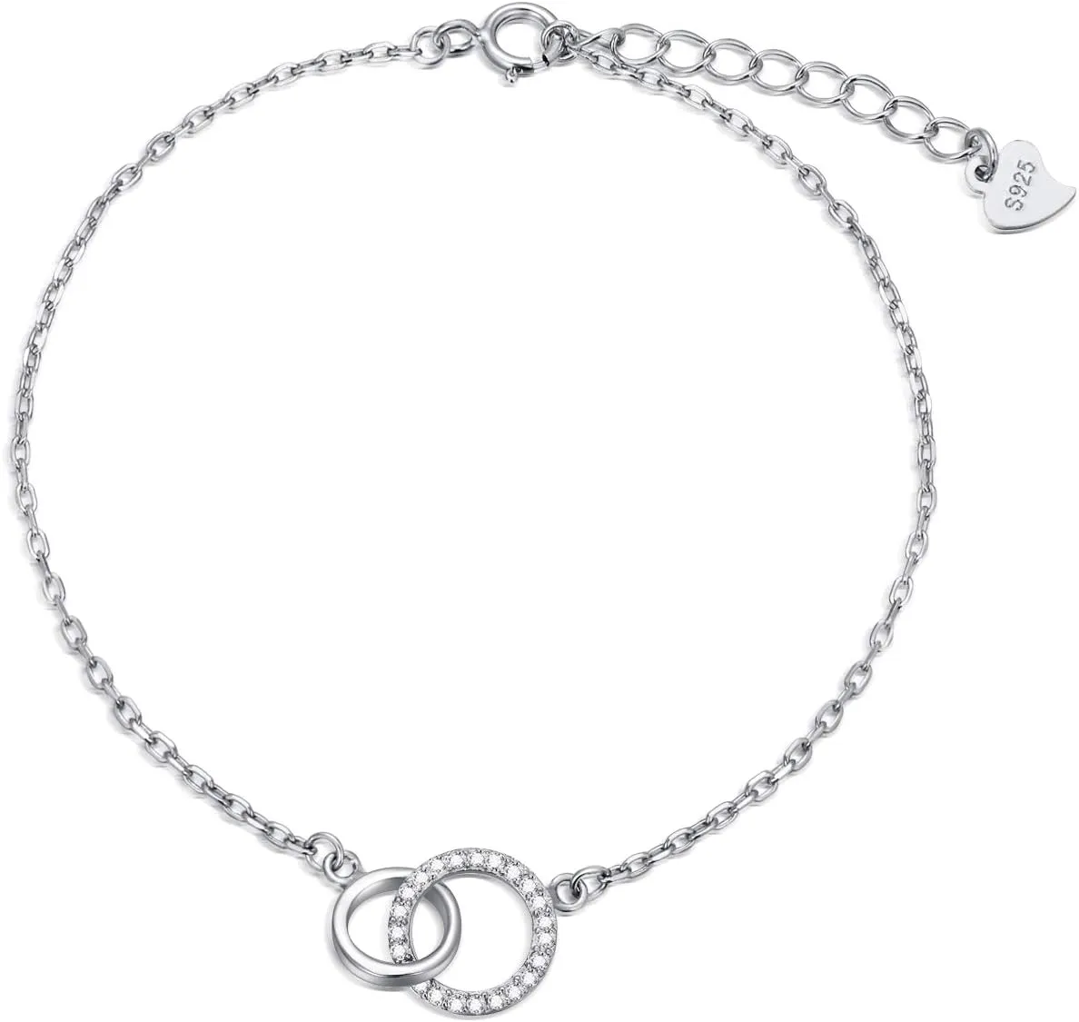 Anklets for Women 925 Sterling Silver Heart Bead/Circle/Heartbeat Anklets Adjustable Foot Ankle Bracelets Jewelry Gifts for Women Christmas Birthday