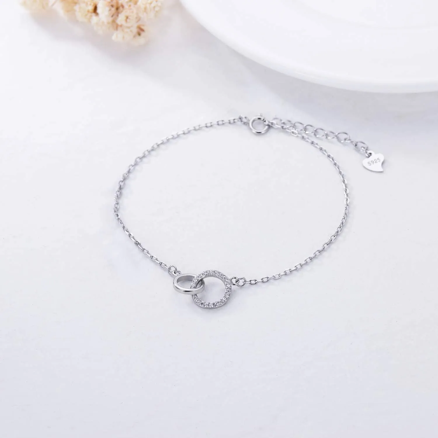 Anklets for Women 925 Sterling Silver Heart Bead/Circle/Heartbeat Anklets Adjustable Foot Ankle Bracelets Jewelry Gifts for Women Christmas Birthday