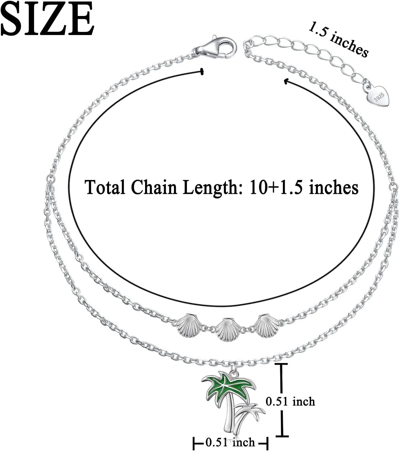 Anklets for Women S925 Sterling Silver Adjustable Beach Foot Ankle Bracelet Jewelry Gifts