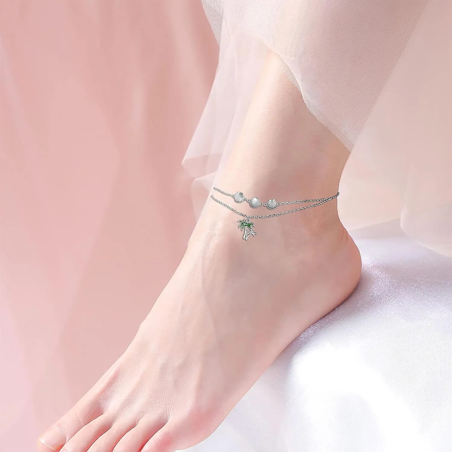 Anklets for Women S925 Sterling Silver Adjustable Beach Foot Ankle Bracelet Jewelry Gifts