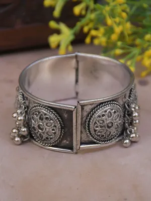 Antique Ghungroo Oxidised Silver Bracelet for Fashion-Forward Women
