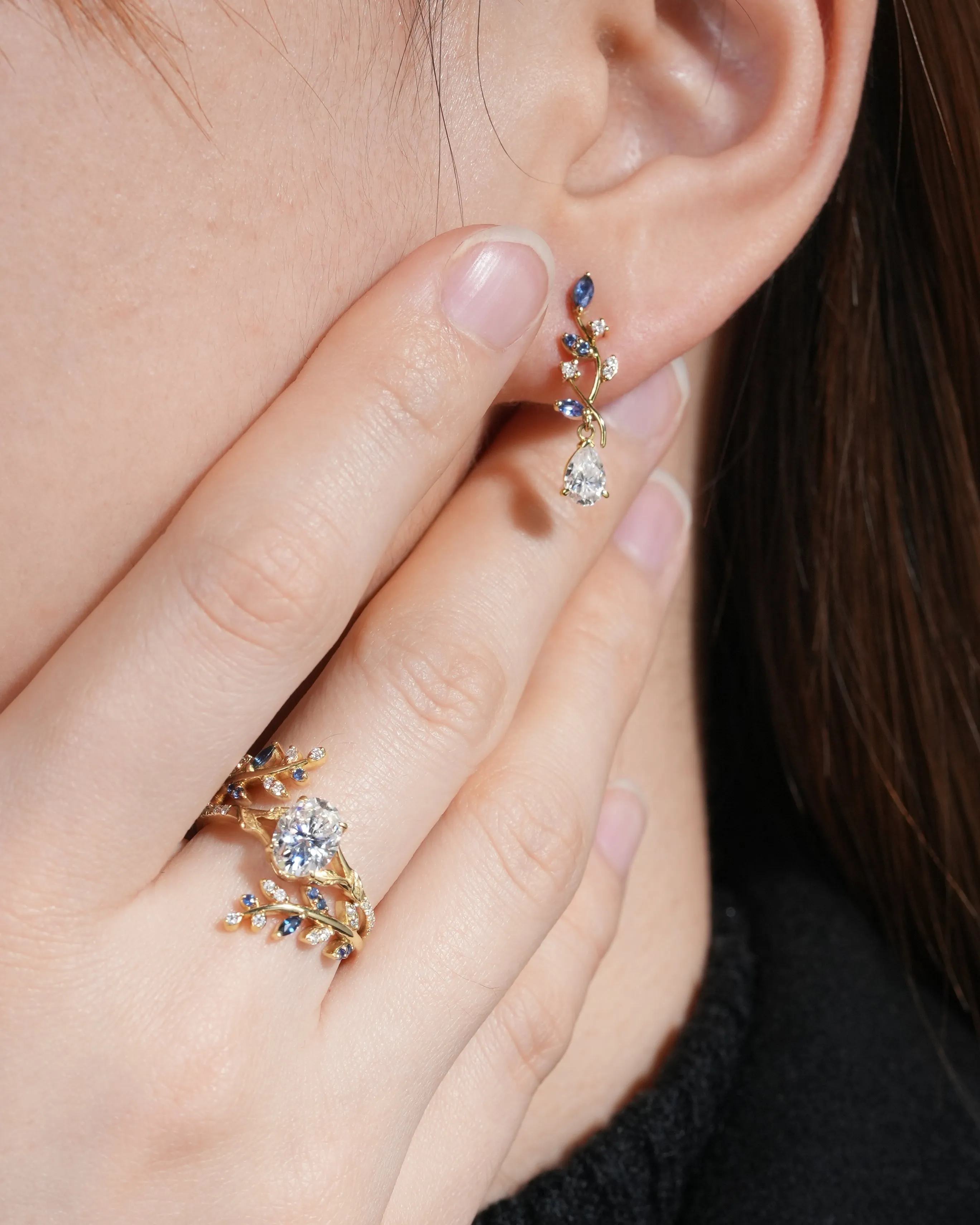 Aphrodite Mythical Sapphire and Moissanite Earrings