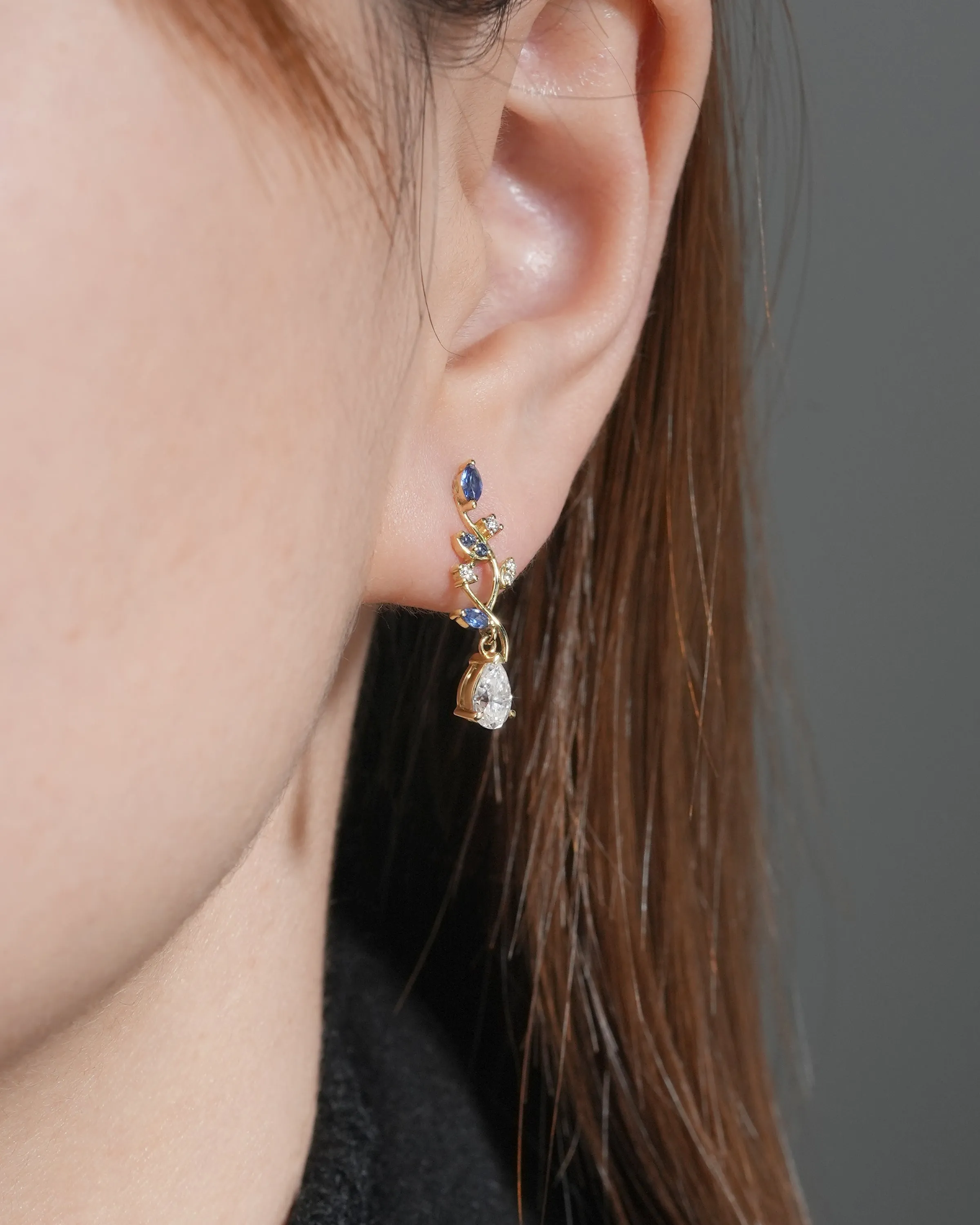 Aphrodite Mythical Sapphire and Moissanite Earrings