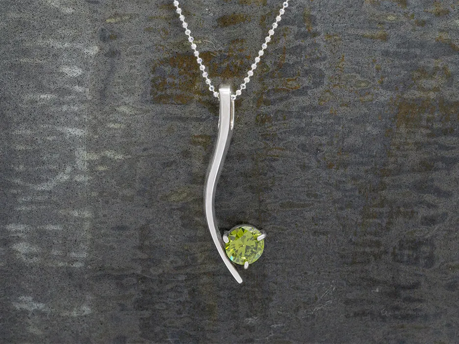 Arc Pendant w/ Green Crystal