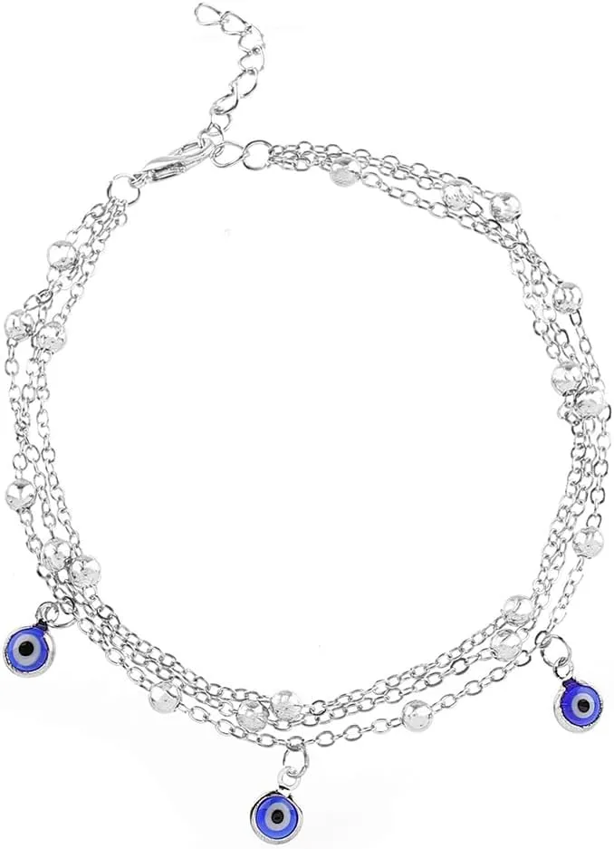 Aukmla Boho Bead Layered Ankle Bracelet Pendant Anklets Chain Beach Foot Jewelry for Women