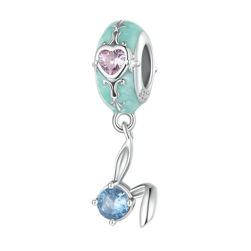 Bamoer Genuine 925 Sterling Silver Easter Collection Egg Bunny Rabbit Charms for Charm Bracelet or Necklace Pendants DIY Fine Jewelry