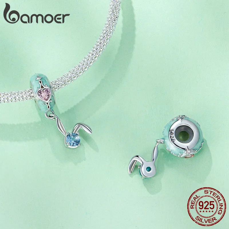Bamoer Genuine 925 Sterling Silver Easter Collection Egg Bunny Rabbit Charms for Charm Bracelet or Necklace Pendants DIY Fine Jewelry