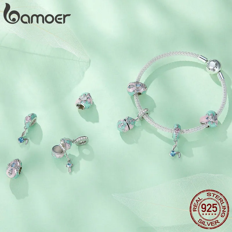 Bamoer Genuine 925 Sterling Silver Easter Collection Egg Bunny Rabbit Charms for Charm Bracelet or Necklace Pendants DIY Fine Jewelry