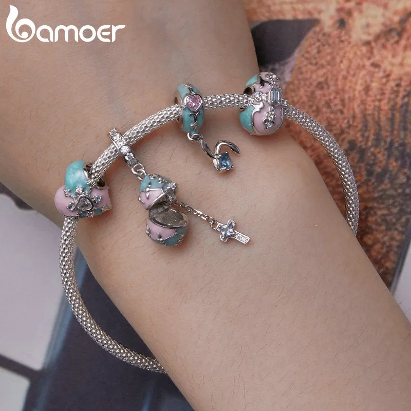 Bamoer Genuine 925 Sterling Silver Easter Collection Egg Bunny Rabbit Charms for Charm Bracelet or Necklace Pendants DIY Fine Jewelry