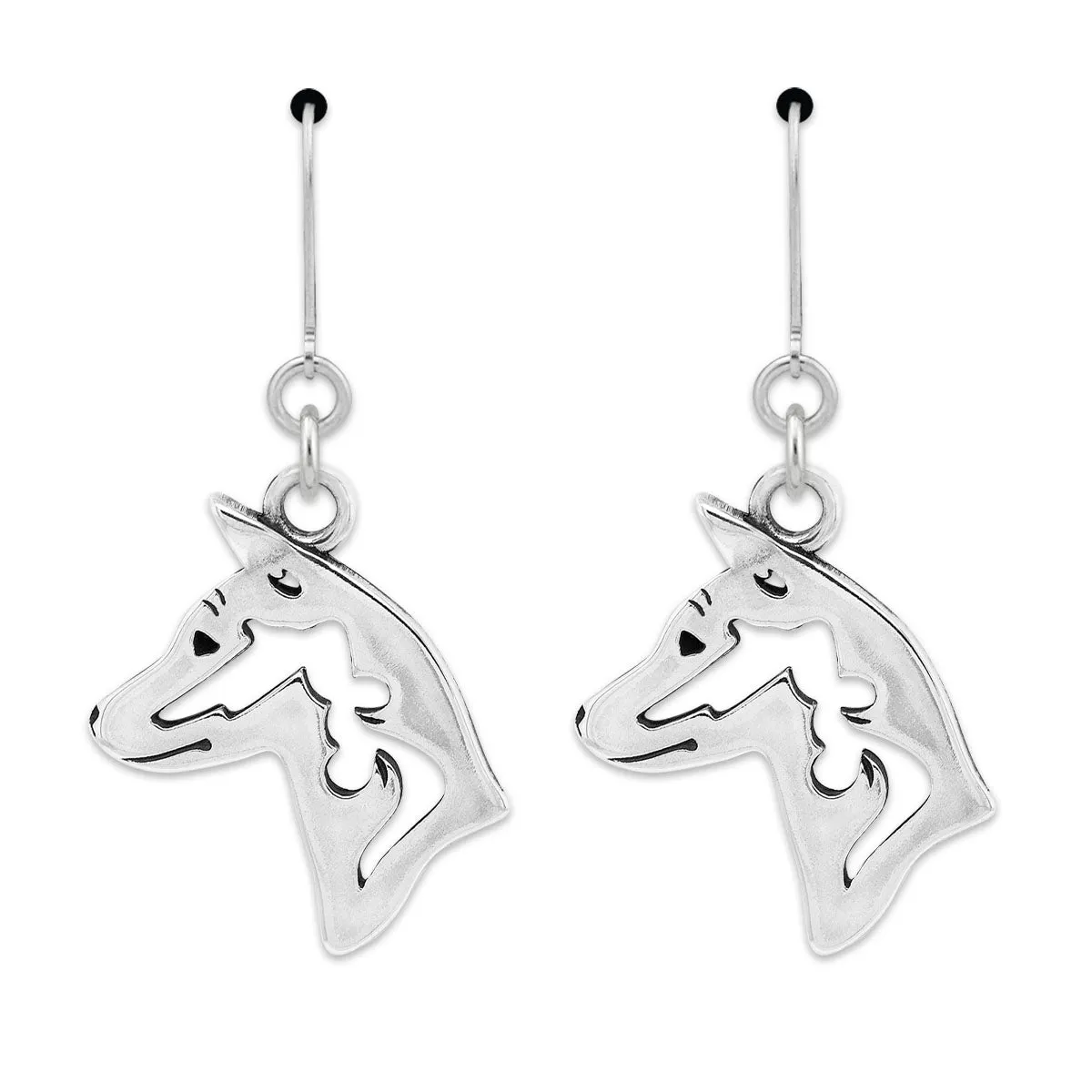 Basenji Earrings in Sterling Silver