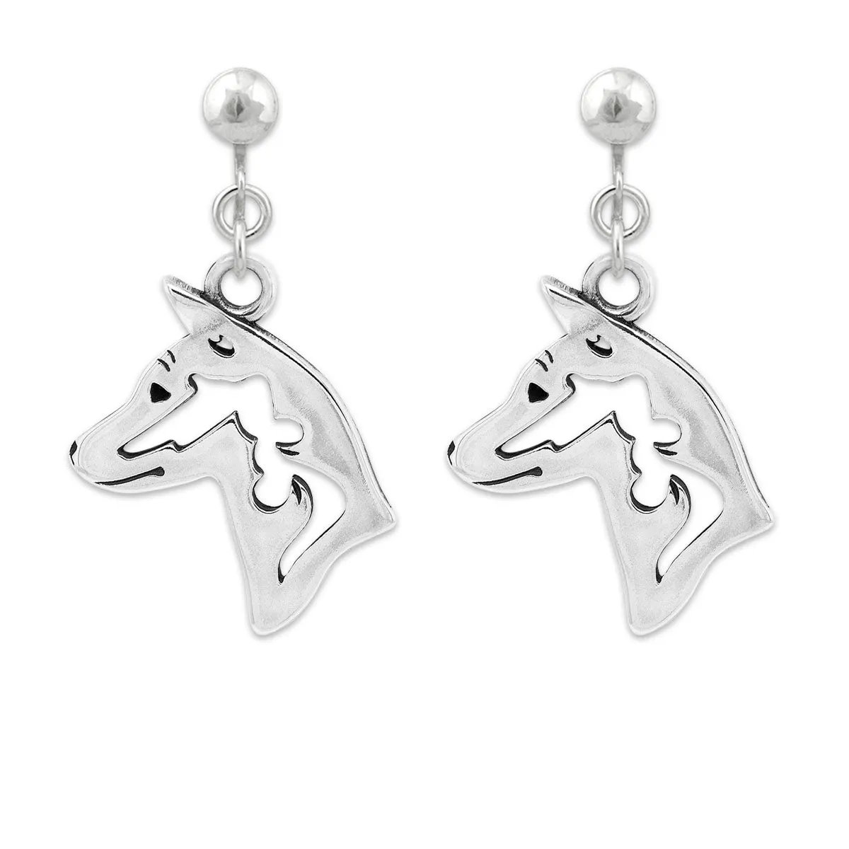 Basenji Earrings in Sterling Silver
