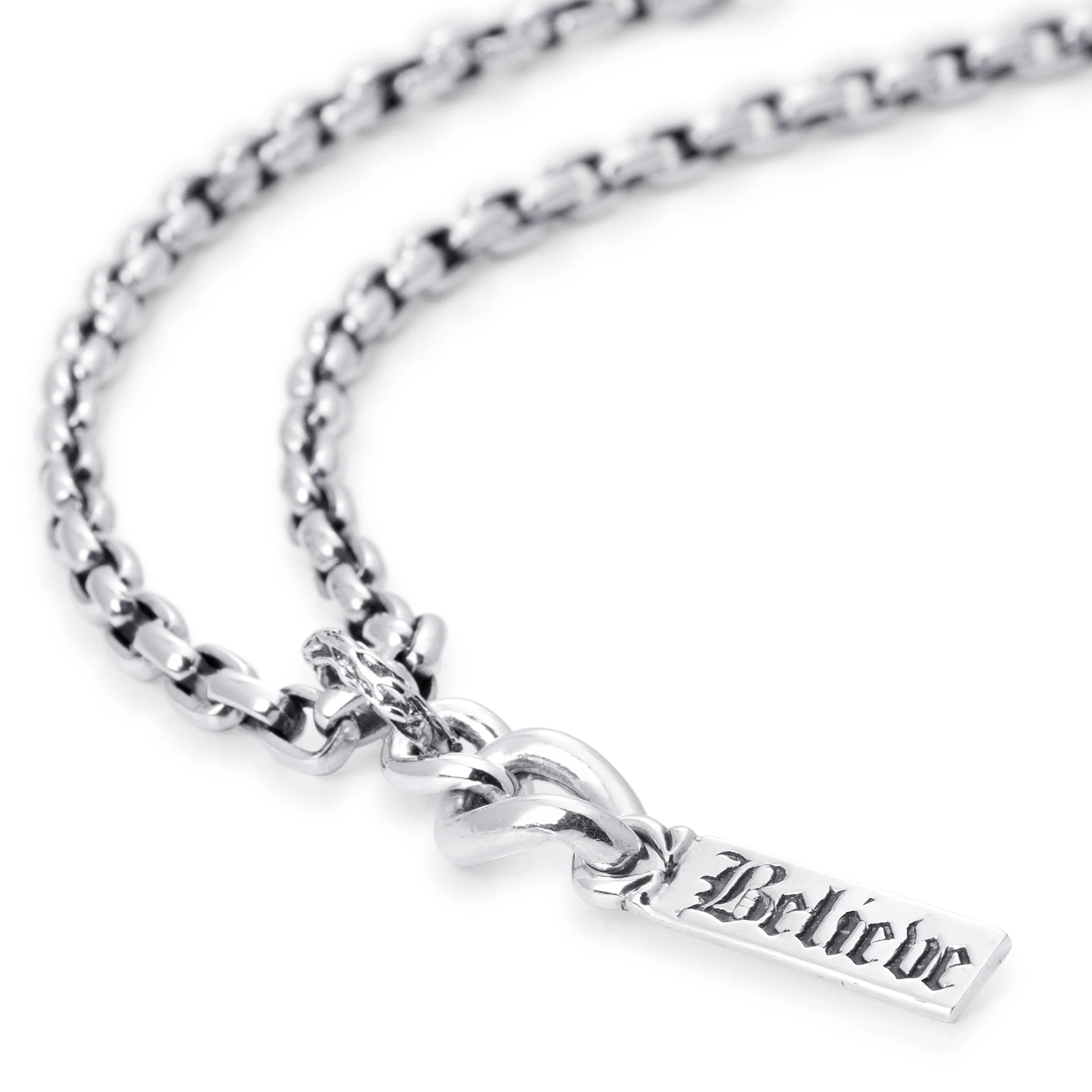Believe Word Bar Pendant in Sterling Silver, 48mm