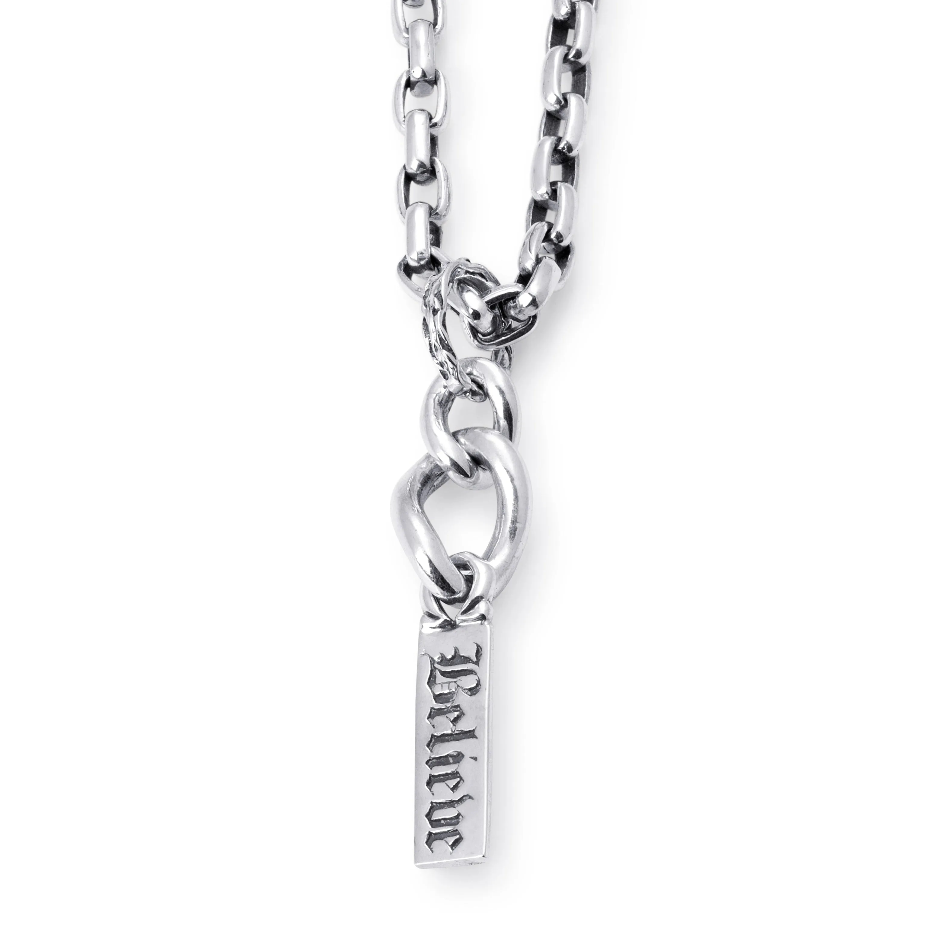 Believe Word Bar Pendant in Sterling Silver, 48mm