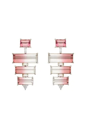 Bicolor Rubellite Diamond Earrings