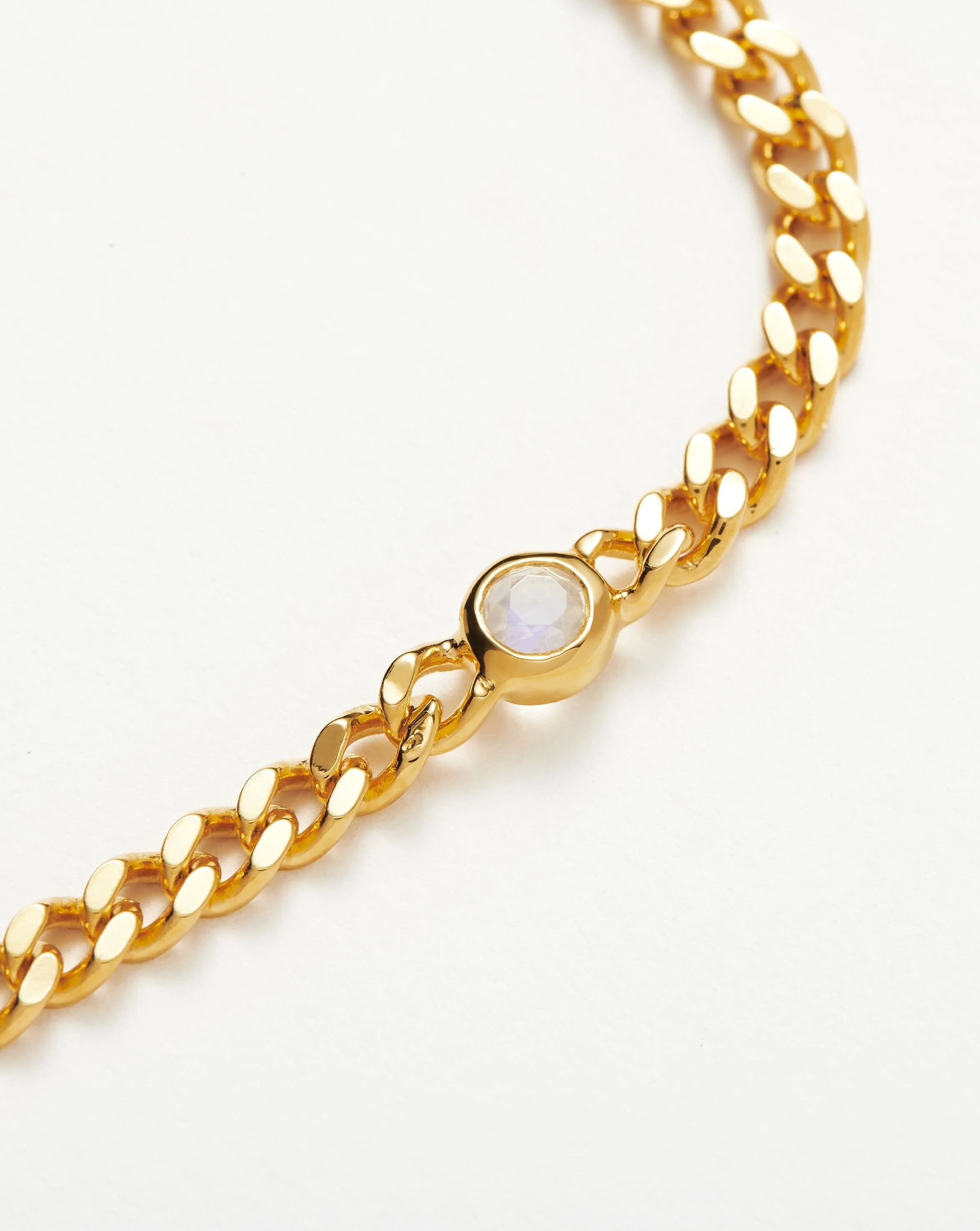 Birthstone Chain Bracelet - June | 18ct Gold Plated Vermeil/Rainbow Moonstone