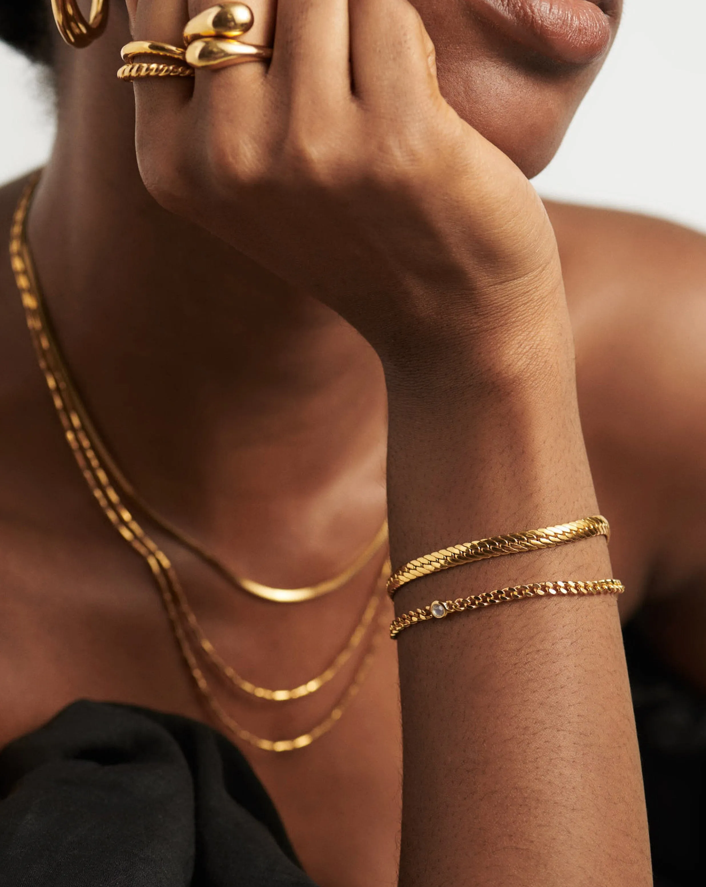 Birthstone Chain Bracelet - June | 18ct Gold Plated Vermeil/Rainbow Moonstone