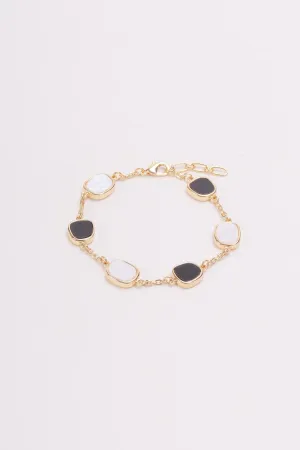 Black & White Gold Link Bracelet