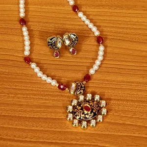 BLACK KUNDAN POLKI & MEENAKARI ROYAL & SIMPLE PENDANT SET