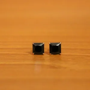 Black Zirrcon Square Shaped Gold Plated Studs
