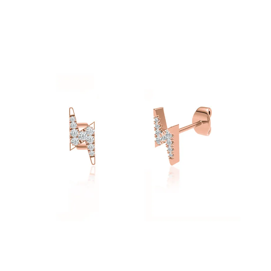 BLAISE - Lightning Bolt Petite Lab Diamond Earrings 18k Rose Gold