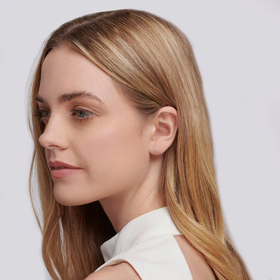 BLAISE - Lightning Bolt Petite Lab Diamond Earrings 18k Rose Gold