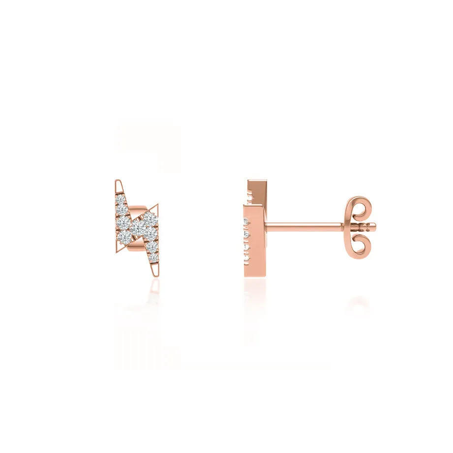 BLAISE - Lightning Bolt Petite Lab Diamond Earrings 18k Rose Gold