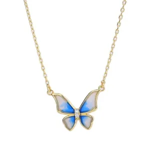 Blue Gradient Butterfly Necklace Birthday Gifts Valentine's Day Gift