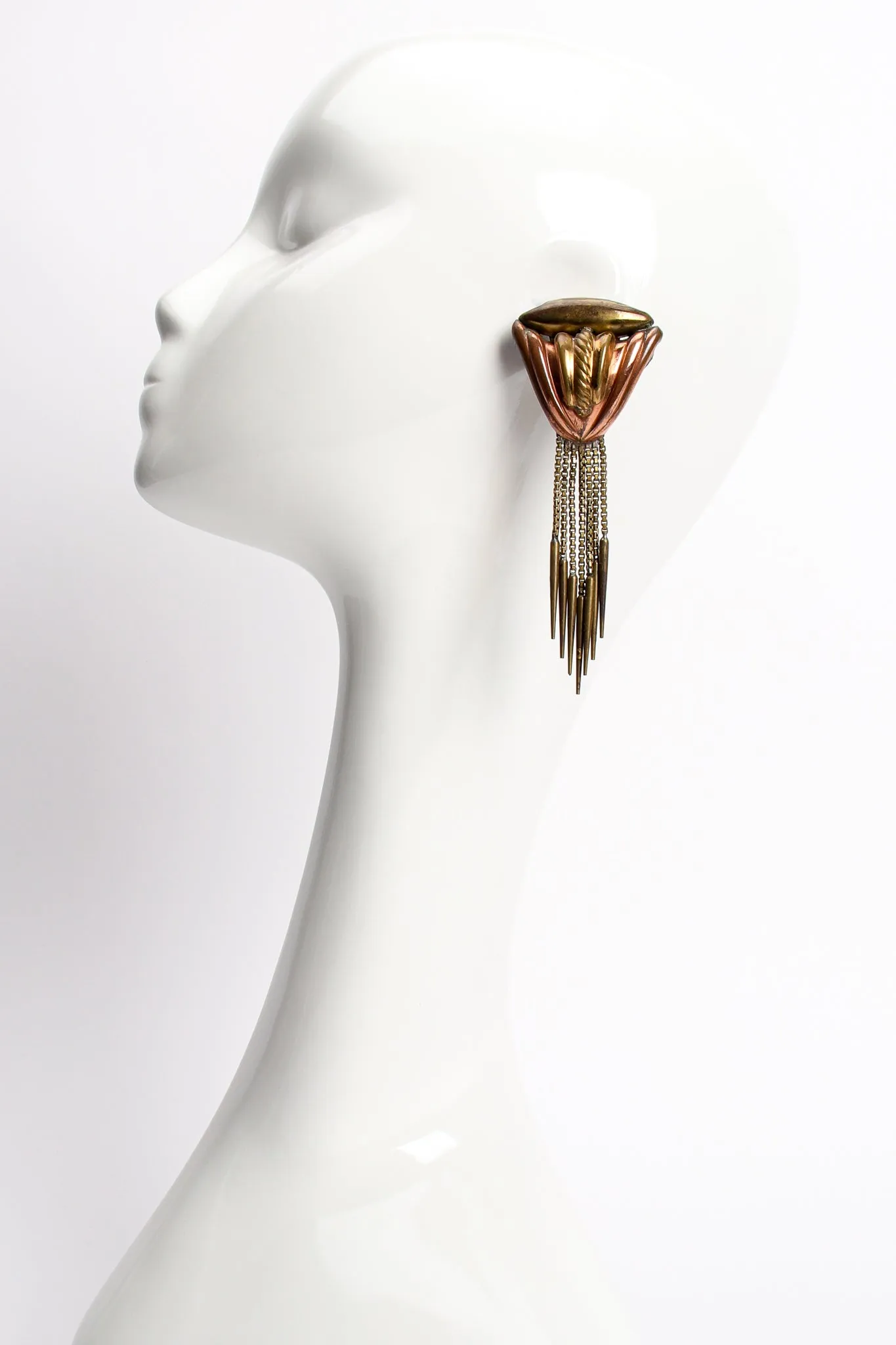 Brass Dagger Fringe Earrings