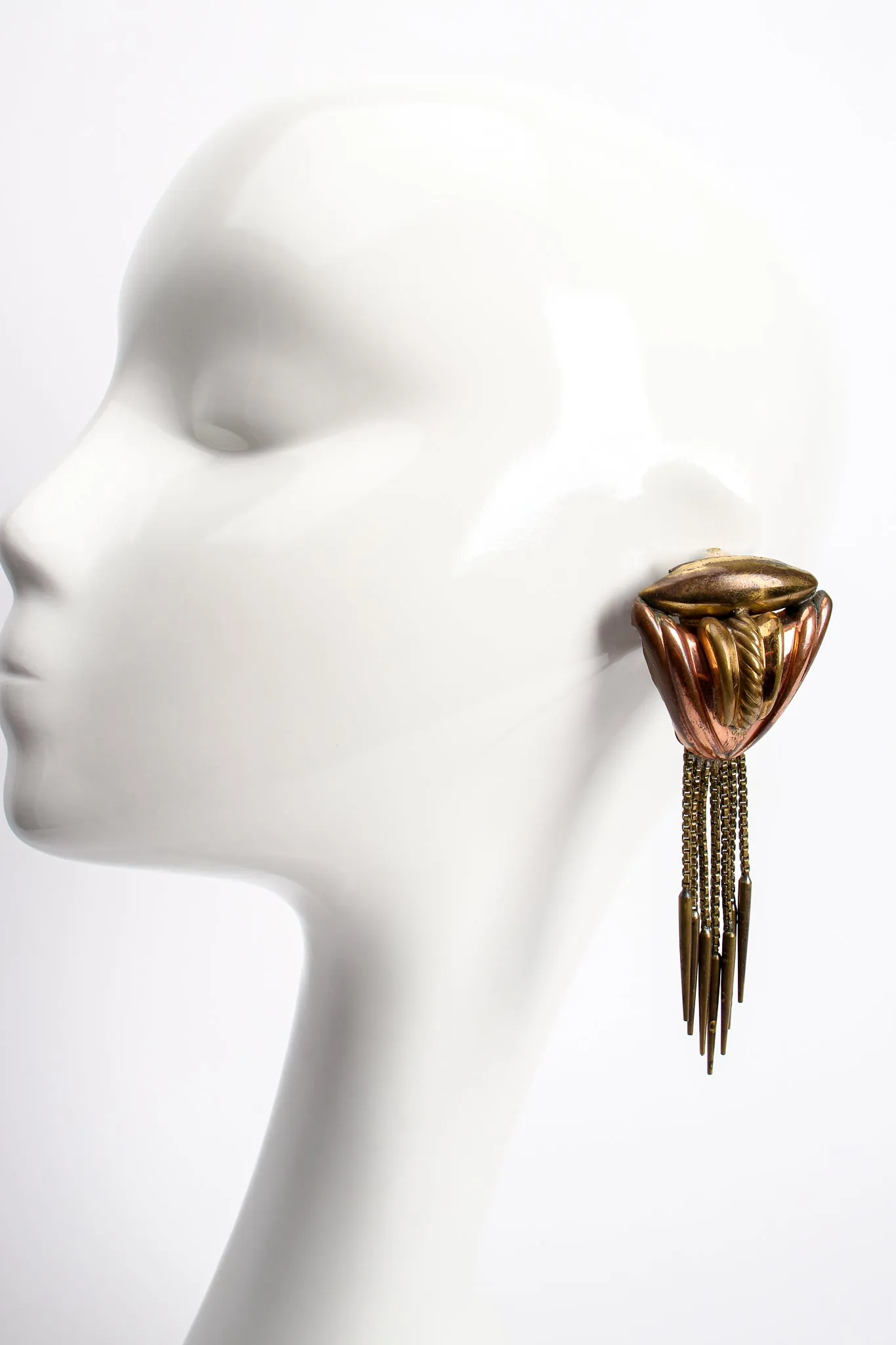 Brass Dagger Fringe Earrings