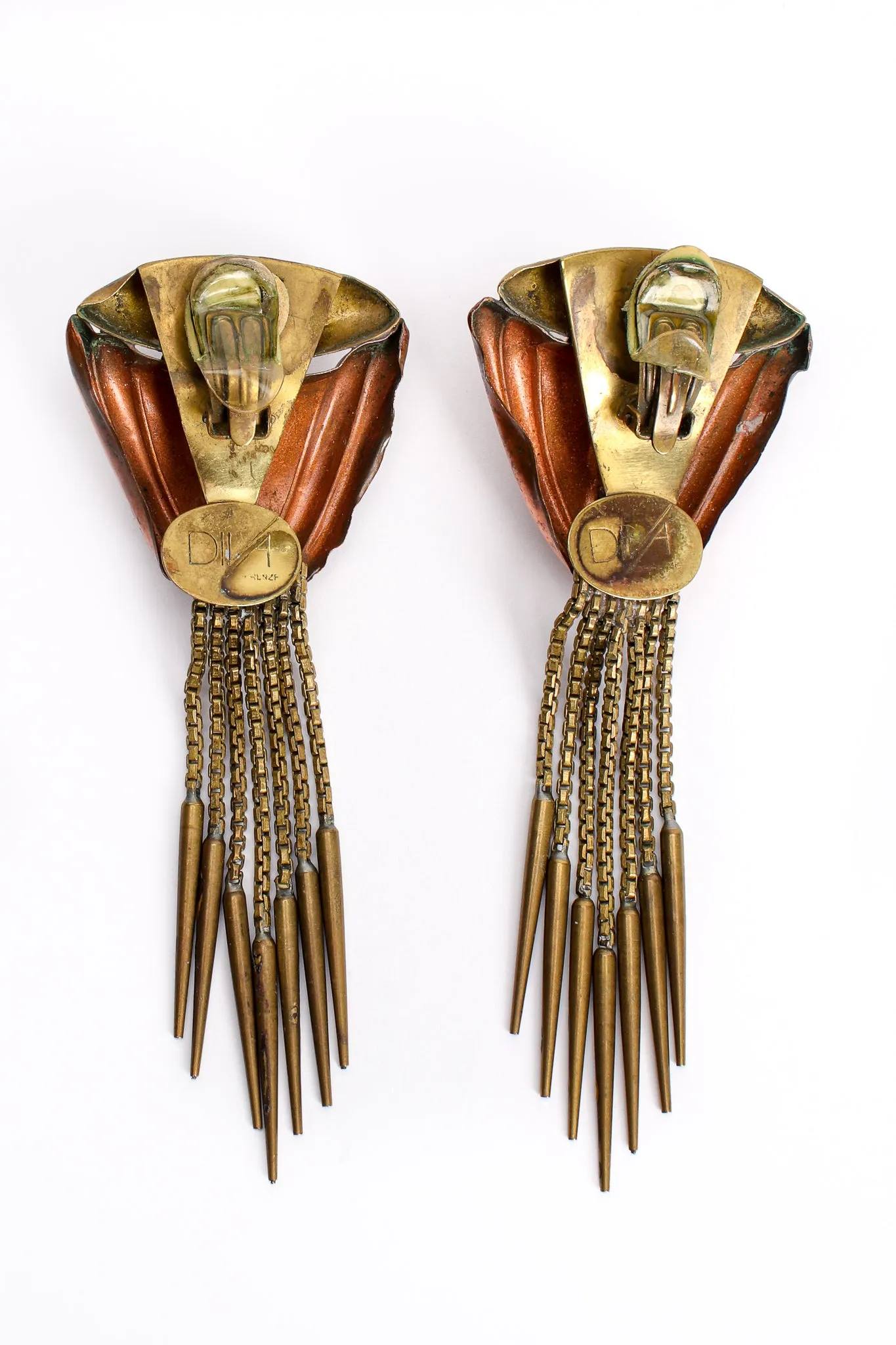 Brass Dagger Fringe Earrings