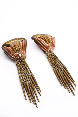 Brass Dagger Fringe Earrings