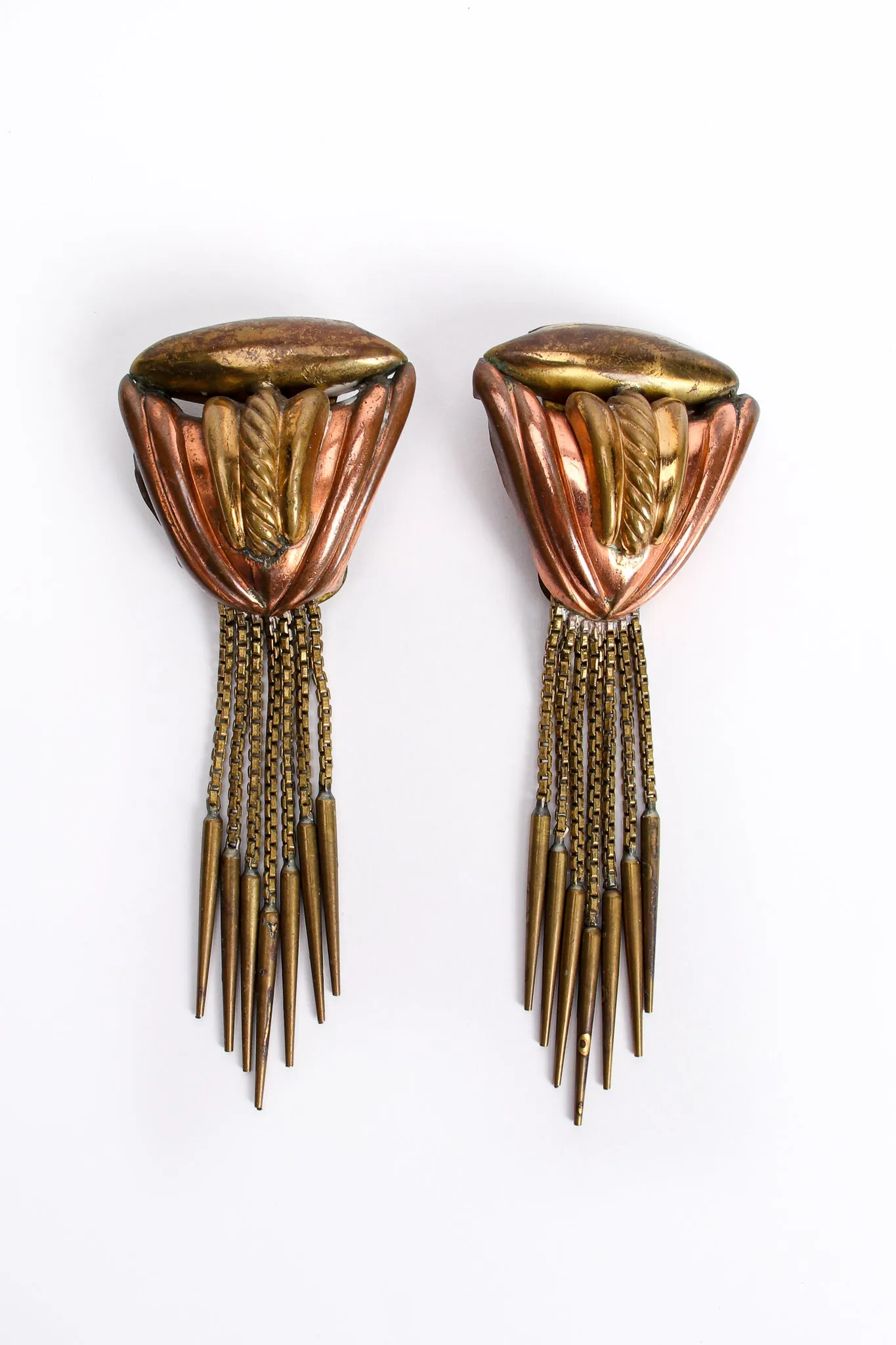 Brass Dagger Fringe Earrings