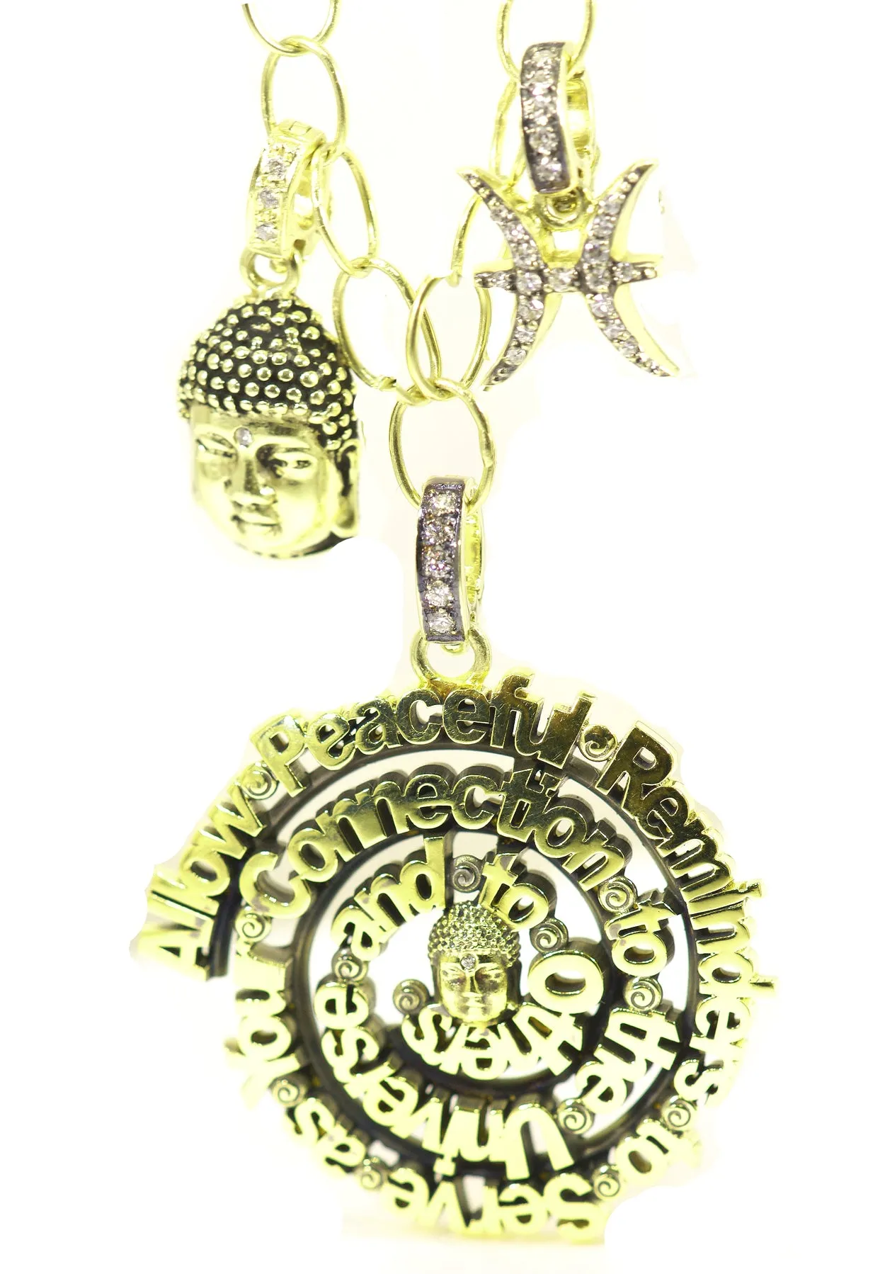 'Buddha Word Art' 18kt Green Gold