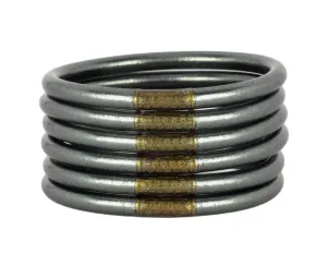 BuDhaGirl Graphite All Weather Bangles® (AWB®) - Serenity Prayer - Set of 6