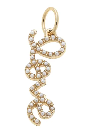 CANVAS STYLE CHARM BAR - "Love" Pearl Studded Script Charm in Ivory