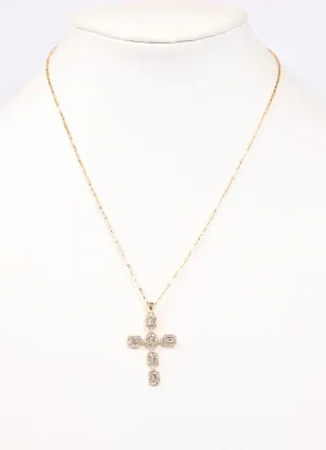 Caroline Hill Roxton CZ Cross Necklace GOLD