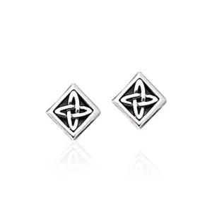Celtic Knotwork Square Silver Post Earrings TER1810